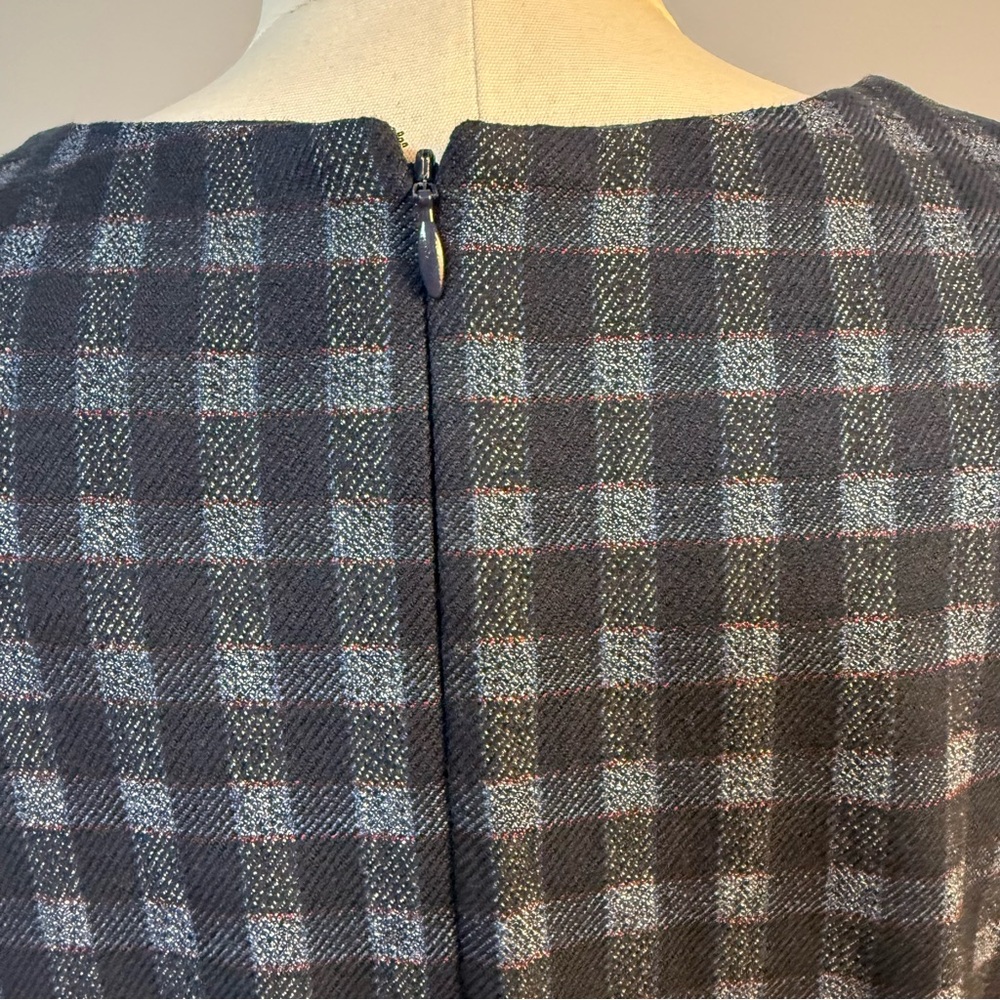 Banana Republic Elegant Asymmetrical Navy Checkered Dress, 16, NWT - Picture 11 of 16